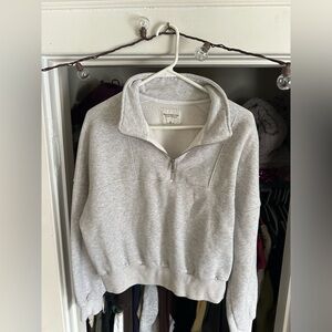 Gray Abercrombie & Fitch Cropped Quarter Zip